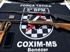 Polícia Militar prende homem e apreende duas espingardas após ameaça em Coxim

