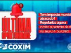 ÚLTIMA OPORTUNIDADE: Prazo para regularizar dívidas municipais com a Prefeitura de Coxim termina nesta sexta-feira