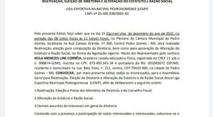 Liga Esportiva Municipal Pedrogomense - Edital de Convoca&ccedil;&atilde;o de Assembleia Geral Extraordin&aacute;ria 