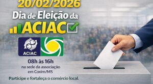Associa&ccedil;&atilde;o Comercial de Coxim realiza nesta sexta-feira (20) elei&ccedil;&atilde;o para Diretoria e Conselhos