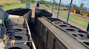 Pol&iacute;cia apreende R$ 1 milh&atilde;o em pneus contrabandeados na BR-163