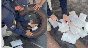 Motorista &eacute; preso com coca&iacute;na escondida em estepe de caminhonete em MS