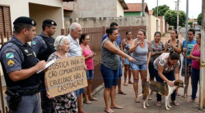 Homem amarra e castra cachorro com faca no meio da rua em MS