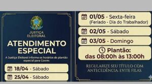 Cart&oacute;rio Eleitoral divulga calend&aacute;rio de plant&otilde;es para regulariza&ccedil;&atilde;o do t&iacute;tulo em Coxim