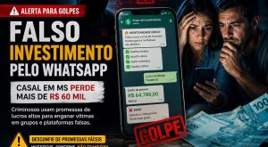 Casal em MS perde mais de R$ 60 mil em golpe do falso investimento pelo WhatsApp
