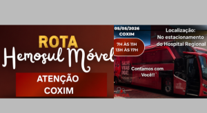 Rota Hemosul M&oacute;vel chega a Coxim no dia 5 de maio para coleta de sangue