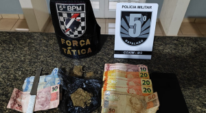 Pol&iacute;cia Militar prende jovem por tr&aacute;fico de drogas em Coxim
