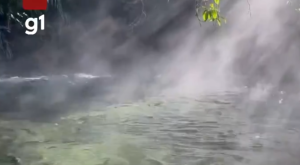 Rio de &aacute;guas cristalinas parece 'soltar fuma&ccedil;a' em dia de frio com 10&deg;C em MS