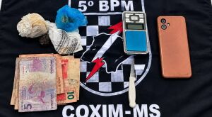 Pol&iacute;cia Militar em Coxim prende homem por tr&aacute;fico de drogas 