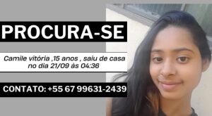 Adolescente de 15 anos est&aacute; desaparecida em S&atilde;o Gabriel do Oeste