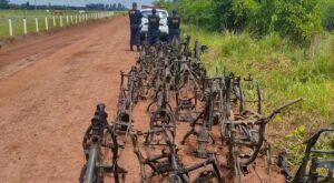 Mais de 120 quadros de motos s&atilde;o encontrados em matagal de Campo Grande