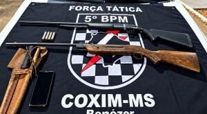 Pol&iacute;cia Militar prende homem e apreende duas espingardas ap&oacute;s amea&ccedil;a em Coxim

