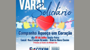 Campanha Varal Solidário fará entrega de doações no bairro Nova Coxim