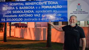 Antonio Vaz destina 310 mil para o Hospital Beneficente Dona Elmíria Silvério Barbosa em Sidrolândia
