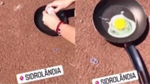 Com calor intenso, moradora de MS frita ovo no asfalto e viraliza nas redes sociais
