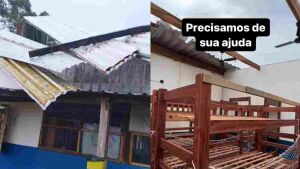 Tempestade destrói escola no Pantanal e deixa dormitório, biblioteca e salas de aula sem teto