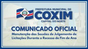 Comunicado oficial da administração municipal de Coxim