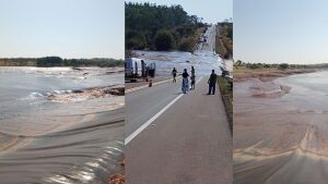 Barragem fica a 8 km de rodovia e prefeito de Jaraguari diz não entender motivo de rompimento
