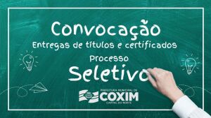 Prefeitura de Coxim convoca candidatos para entrega de títulos e certificados até às 12h de sábado 18 de janeiro 2025 