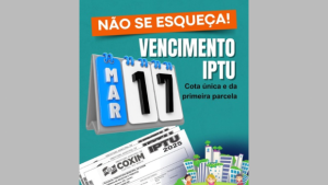 Prefeitura de Coxim alerta para vencimento do IPTU em 17 de março