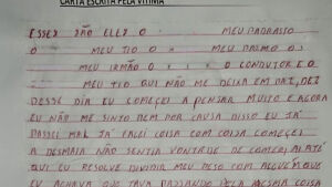 'Passei mal': veja carta de criança estuprada por padrasto e tio
