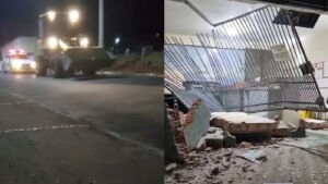 Homem quebra cartório com retroescavadeira por demora no divórcio


