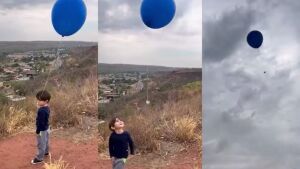 Menino de 3 anos se despede de chupeta com balão de gás hélio e viraliza em MS