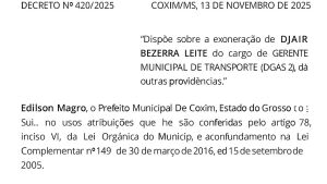 Em Coxim, gerente de Transporte é exonerado após morte de estudante de enfermagem
