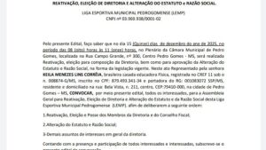 Liga Esportiva Municipal Pedrogomense - Edital de Convocação de Assembleia Geral Extraordinária 