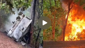 Viatura dos bombeiros pega fogo ao capotar em rodovia 