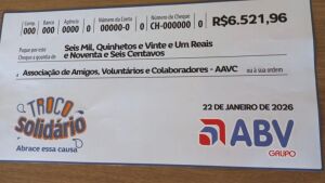 AAVC recebe cheque simbólico do programa Troco Solidário em Coxim 