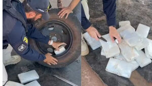 Motorista é preso com cocaína escondida em estepe de caminhonete em MS