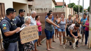 Homem amarra e castra cachorro com faca no meio da rua em MS
