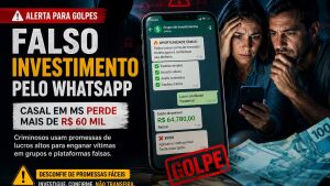 Casal em MS perde mais de R$ 60 mil em golpe do falso investimento pelo WhatsApp