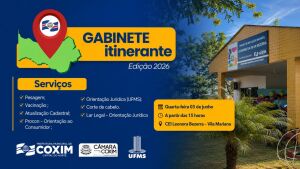 Gabinete Itinerante leva serviços públicos essenciais à Vila Mariana em Coxim na próxima quarta-feira, 03 de junho 