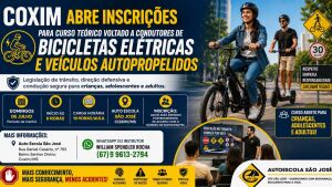 Coxim abre inscrições para curso teórico voltado a condutores de bicicletas elétricas e veículos autopropelidos