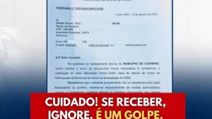 Prefeitura de Coxim faz alerta sobre falsa notificação fiscal e orienta contribuintes contra golpe