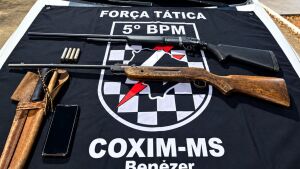 Polícia Militar prende homem e apreende duas espingardas após ameaça em Coxim

