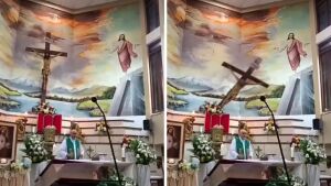 Padre morre após cruz cair sobre sua cabeça durante transmissão ao vivo de uma missa 