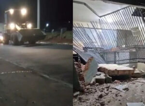 Homem quebra cartório com retroescavadeira por demora no divórcio


