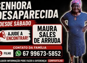 Voc&ecirc; viu a dona Maura? Coxinense est&aacute; desaparecida desde s&aacute;bado e fam&iacute;lia pede ajuda