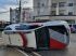 Viatura da PM tombou ao ser atingida por carro de jovem motorista em Franca, SP Foto: Nathália Henrique/EPTV