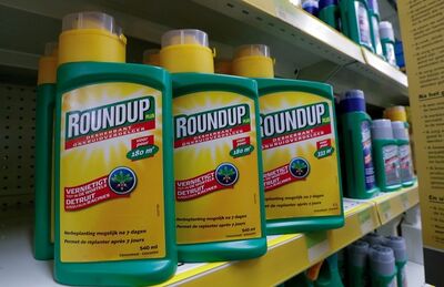 Agrotóxico Roundup, da Monsanto, comprada pela Bayer, é visto em prateleira de varejista próximo a Bruxelas