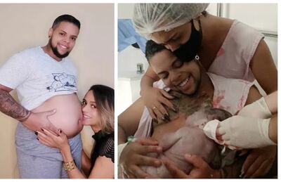 Rodrigo engravidou de forma natural e deu à luz Izabella na terça-feira (6)