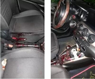 Muito sangue também foi encontrado dentro do automóvel. 
