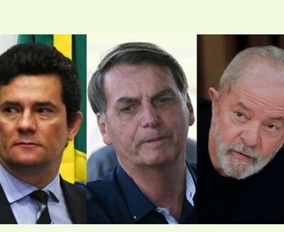 Lula é seguido por Bolsonaro e Moro em pesquisa.