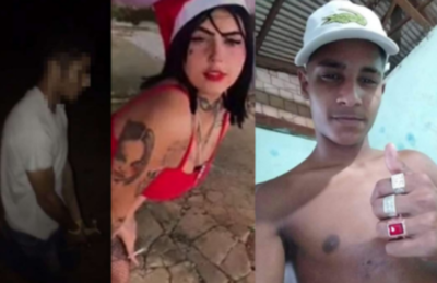 Acusada identificada celebra o assassinato e faz um sinal de 'paz e amor'.