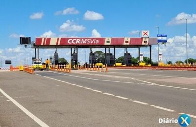 Praça de pedágio da CCR MSVia entre Coxim e Rio Verde de MT/MS. 