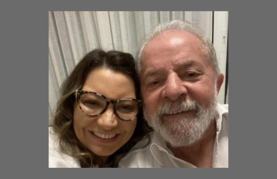 O ex-presidente Lula com a esposa, Janja