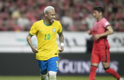 Neymar comemora gol contra a Coreia do Sul em jogo amistoso. 